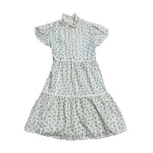 Vintage JCPenney Girls sz 8 Prairie Dress 70s Cottagcore Floral Lace